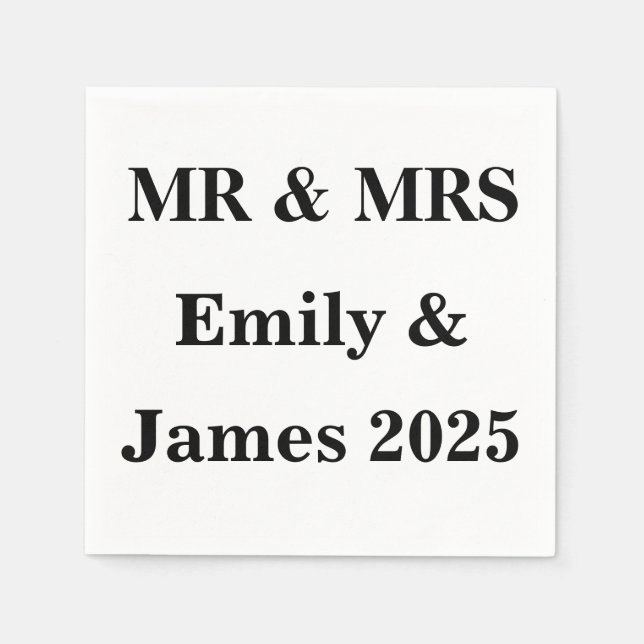 Mr & Mrs Custom Napkins – Wedding Reception 2025 (Front)