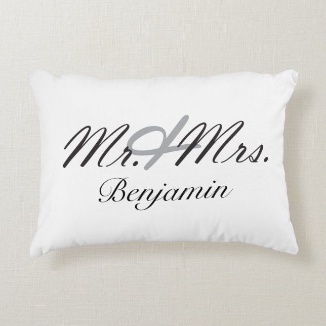 Mr. & Mrs. Decorative Pillow (Front)