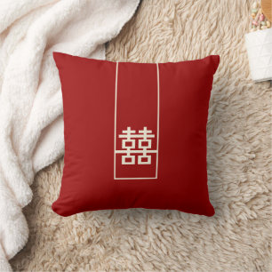 Mr & Mrs Double Happiness Chinese Wedding Throw Pillow