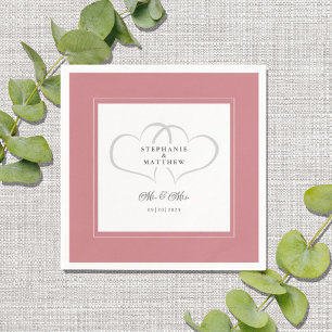 Mr. & Mrs. Dusty Rose Elegant Wedding Chic Hearts Napkin