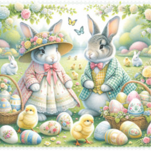 Mr & Mrs Easter Bunny In Their Sunday Best