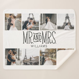 Mr. & Mrs. Eight Photo Hand Lettered Custom Sherpa Blanket