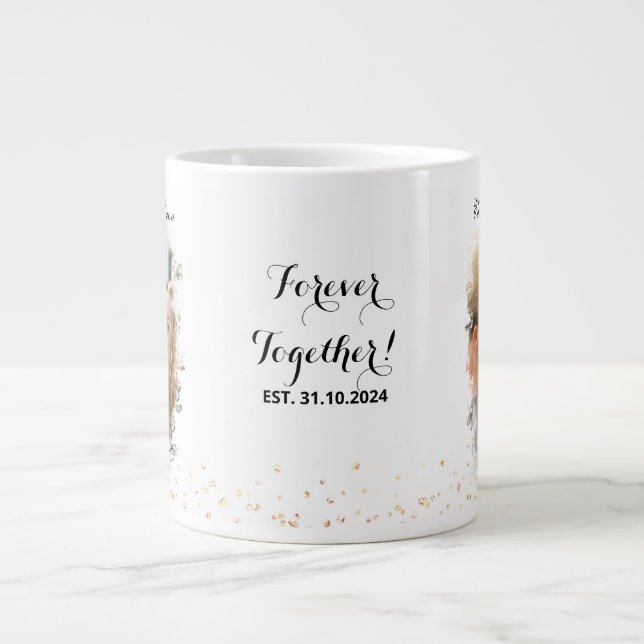 Mr & Mrs Elegant Engagement Large Coffee Mug (Front)