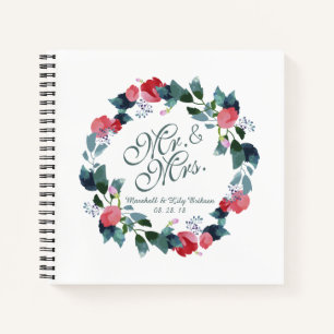 Mr. & Mrs. Elegant Floral Wedding   Guestbook Notebook