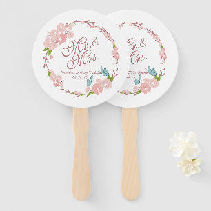 Mr. & Mrs. Elegant Floral Wedding   Hand Fan