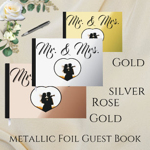 Mr. & Mrs. Elegant Modern Photo Heart Wedding  Guest Book
