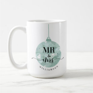Mr & Mrs    Elegant Shimmering Teal Gold Newlyweds Coffee Mug