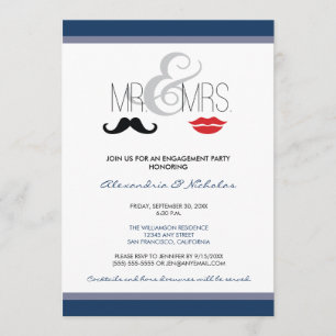 Mr. & Mrs. Engagement Party Invitation (navy)