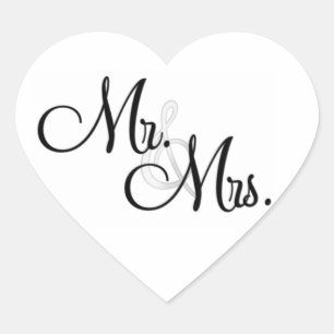 Mr & Mrs. ENVELOPE & FAVOR Heart STICKERS