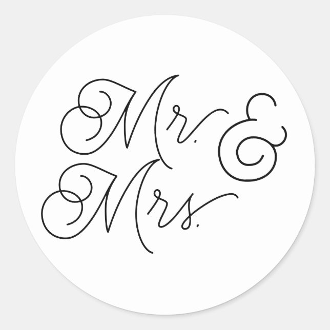 Mr. & Mrs. envelope stickers for wedding invites (Front)