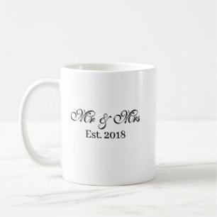 Mr & Mrs Est. Year Personalized Couple Design Coffee Mug