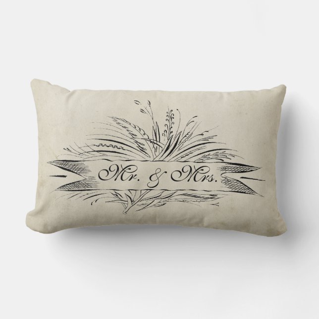 Mr. & Mrs. Established, Antique Stained Inspired Lumbar Pillow (Front)