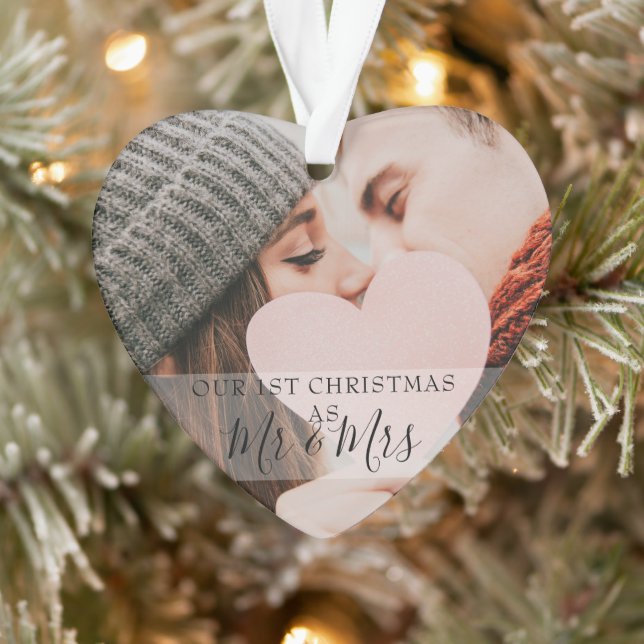 Mr & Mrs First Christmas 2 Photo Holiday Ornament (Tree)