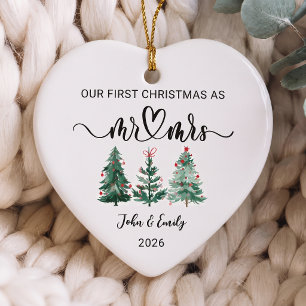 Mr & Mrs First Christmas Ceramic Ornament