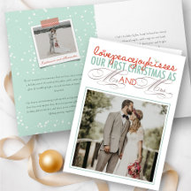 Mr & Mrs First Christmas Mistletoes Photo Wedding