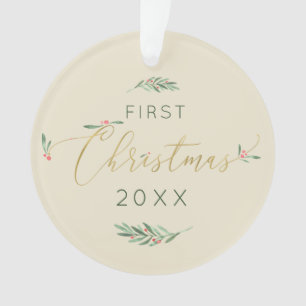 Mr. + Mrs. First Christmas Monogram Typography Ornament