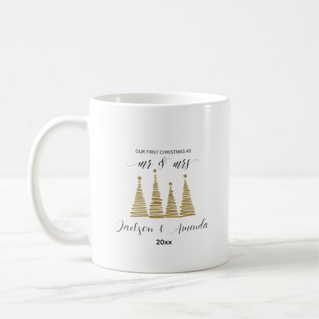 Mr & Mrs First Christmas Mug - Personnalisé Noms & (Gauche)