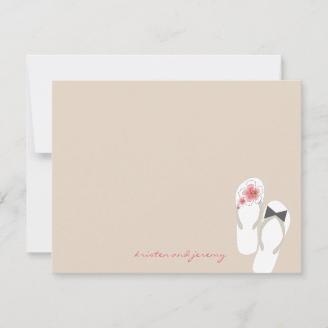 Mr & Mrs Flip Flops Beach Wedding Thank You Card (Front)