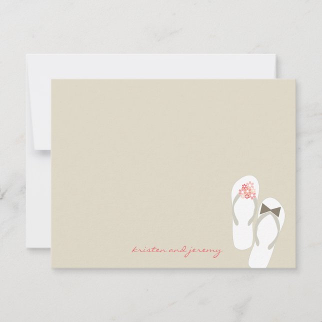 Mr & Mrs Flip Flops Beach Wedding Thank You Card (Front)