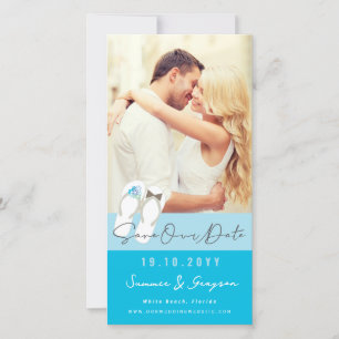 Mr & Mrs Flip Flops Daisies Beach Wedding Photo Save The Date