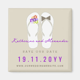 Mr & Mrs Flip Flops Wedding Save The Date Magnet