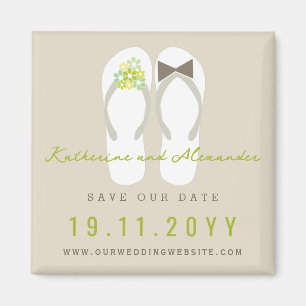 Mr & Mrs Flip Flops Wedding Save The Date Magnet