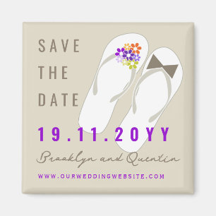 Mr & Mrs Flip Flops Wedding Save The Date Magnet
