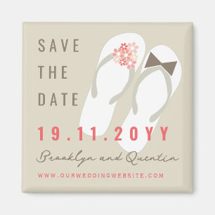 Mr & Mrs Flip Flops Wedding Save The Date Magnet