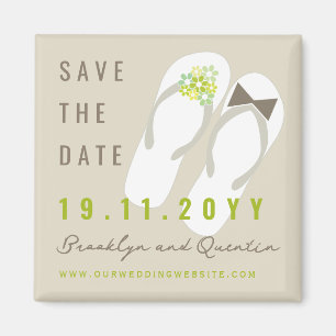 Mr & Mrs Flip Flops Wedding Save The Date Magnet