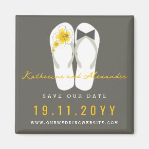 Mr & Mrs Flip Flops Wedding Save The Date Magnet