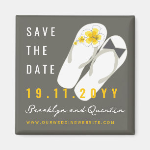Mr & Mrs Flip Flops Wedding Save The Date Magnet