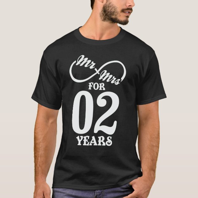 Mr. & Mrs. For 2 Years 1st Wedding Anniversary T-Shirt (Front)