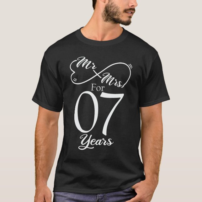 Mr. & Mrs. For 7 Years 7th Wedding Anniversary T-Shirt (Front)