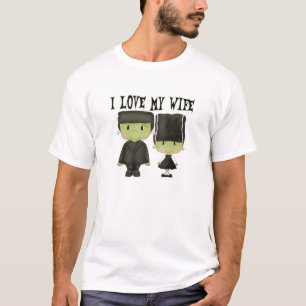 Mr. & Mrs. Franken Couple I love My Wife Halloween T-Shirt