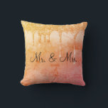 Mr. & Mrs Glitter Wedding Keepsake Elegant Throw P Throw Pillow<br><div class="desc">Pretty mixed colours Mr. and Mrs.,  "I Love You" wedding keepsake pillow.  This is a beautiful colour and so unique.  What an elegant gift for the bride and groom.</div>