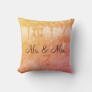 Mr. & Mrs Glitter Wedding Keepsake Elegant Throw P Throw Pillow