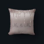 Mr. & Mrs. Glitter Wedding Keepsake Elegant Throw Pillow<br><div class="desc">Beautiful satin-look glitter "Mr. & Mrs."I love you" pillow. How pretty this would be on a bed or chase lounge in a bedroom. One side is for the new Mr. and Mrs. The other side has “I Love You” typography.</div>