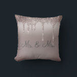 Mr. & Mrs. Glitter Wedding Keepsake Elegant Throw Pillow<br><div class="desc">Beautiful satin-look glitter "Mr. & Mrs."I love you" pillow.  How pretty this would be on a bed or chase lounge in a bedroom.  One side is for the new Mr. and Mrs.  The other side has “I Love You” typography.</div>