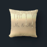 Mr. & Mrs. Gold Glitter Wedding Keepsake Elegant Throw Pillow<br><div class="desc">Beautiful gold satin-look glitter "Mr. & Mrs."I love you" pillow.  How pretty this would be on a bed or chase lounge in a bedroom.  One side is for the new Mr. and Mrs.  The other side has “I Love You” typography.</div>