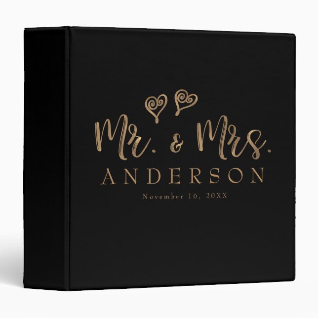 MR. & MRS. Gold Script Typography Modern Minimal Binder (Front/Spine)