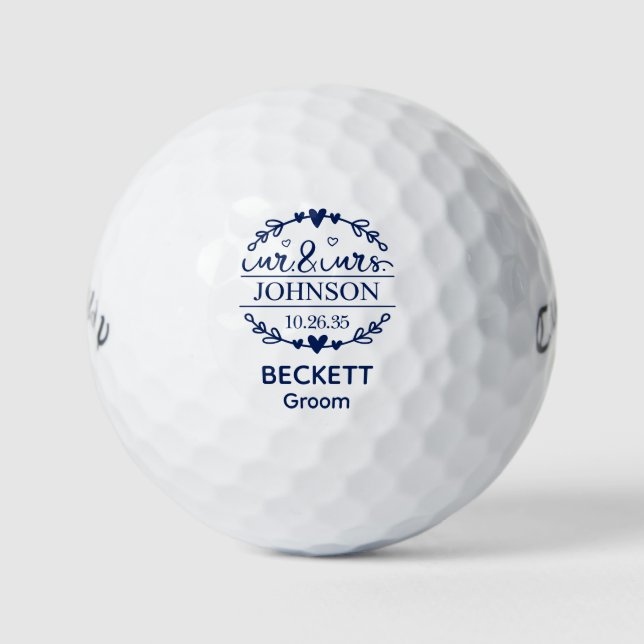 Mr & Mrs Groom Golf Balls (Front)