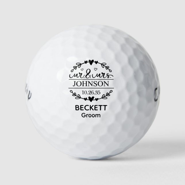  Mr & Mrs Groom Golf Balls (Front)