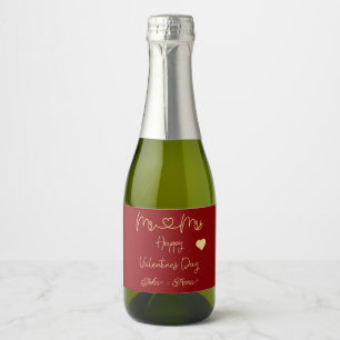 Mr & Mrs Happy Valentine's Day Sparkling Wine Label