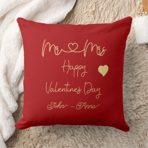 Mr & Mrs Happy Valentine's Day Throw Pillow