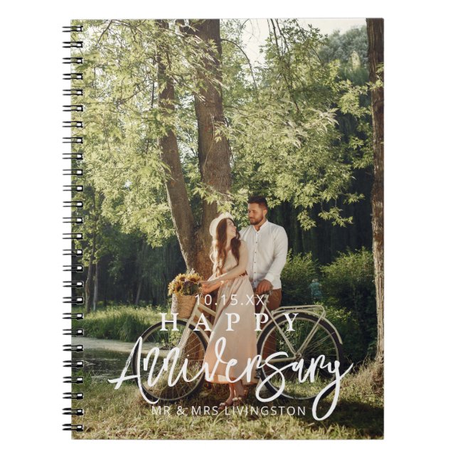 Mr & Mrs Happy Wedding Anniversary Custom Notebook (Front)
