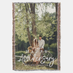 Mr & Mrs Happy Wedding Anniversary Custom Throw Blanket