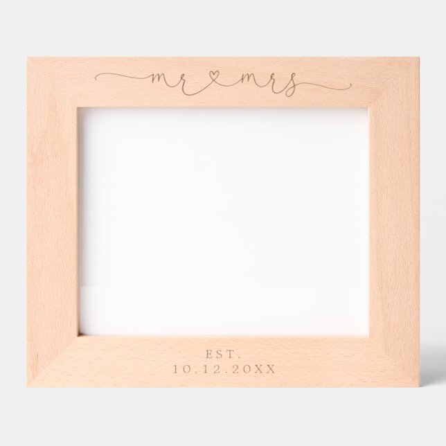 Mr Mrs Heart Personalized Wedding Etched Frames (Front)