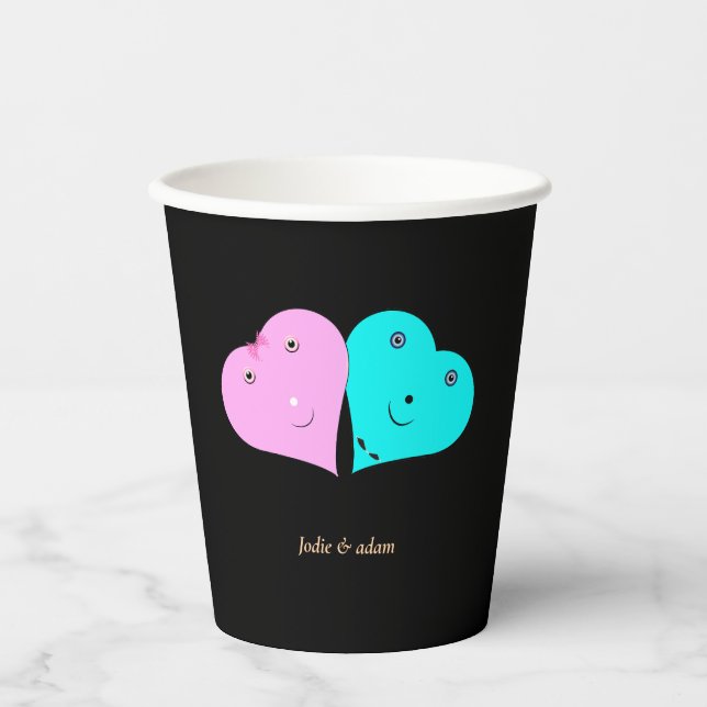  mr & mrs hearts paper cups (Front)