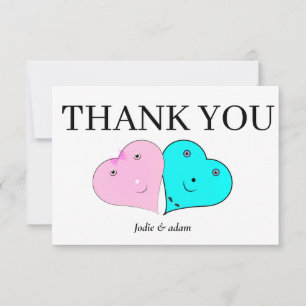  mr & mrs hearts thank you card