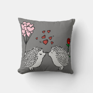 Mr. & Mrs. Hedgehog Celebrate Valentine's Day Throw Pillow